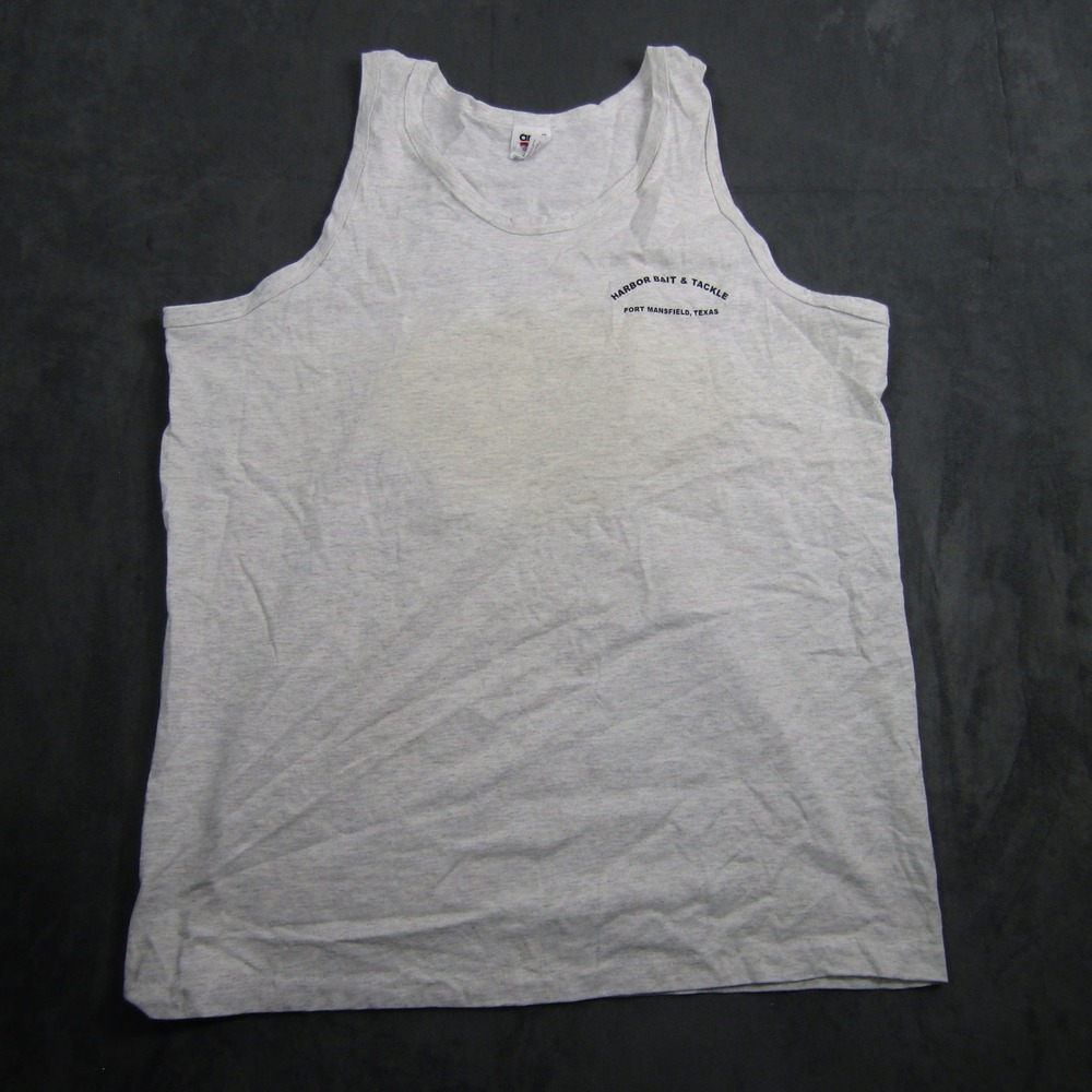 Anvil Tank Top Mens XL Gray Harbor Bait & Tackle Port Mansfield Single Stitch